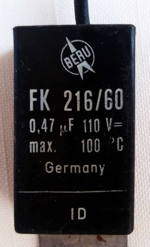 Motor capacitor 0.47uF 110V BERU FK 216/60