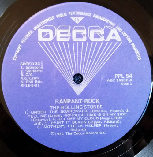 The Rolling Stones - Rampant Rock vinyl lp - vinyl VG, cover G
