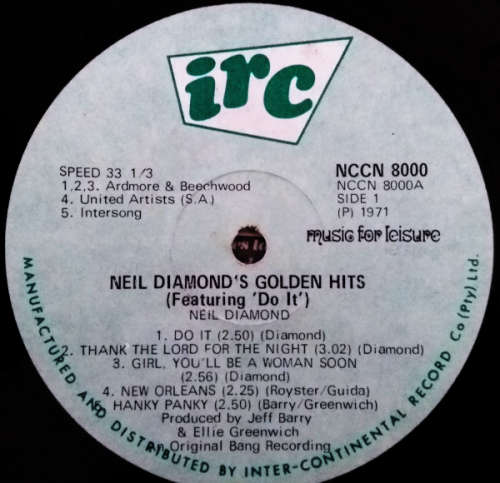 Neil Diamond 2 lp/vinyls - Golden Hits featuring Do it (1971) and Serenade (1974) both SA pressings