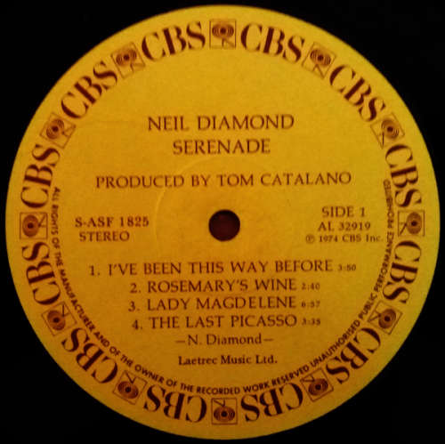Neil Diamond 2 lp/vinyls - Golden Hits featuring Do it (1971) and Serenade (1974) both SA pressings