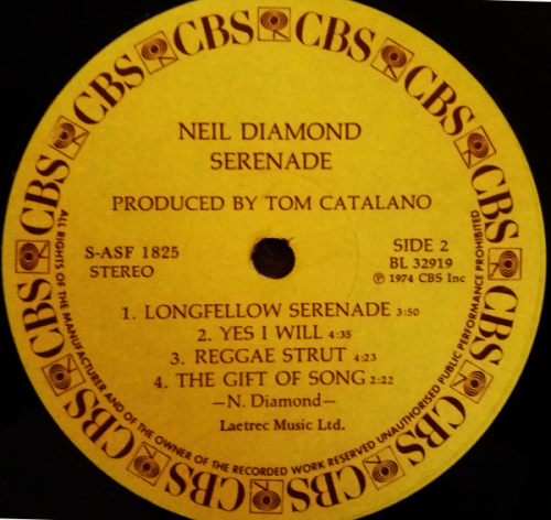 Neil Diamond 2 lp/vinyls - Golden Hits featuring Do it (1971) and Serenade (1974) both SA pressings