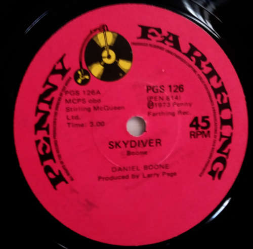 Daniel Boone - Skydiver and Carrie Lee - seven single vinyl 45 rpm