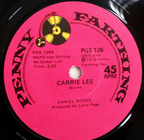Daniel Boone - Skydiver and Carrie Lee - seven single vinyl 45 rpm