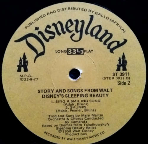 Walt Disney - Story of Sleeping Beauty - told and sung by Mary Martin lp vinyl