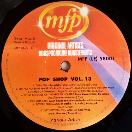 Pop shop vol 13 vinyl lp 1981 ( vinyl VG+)