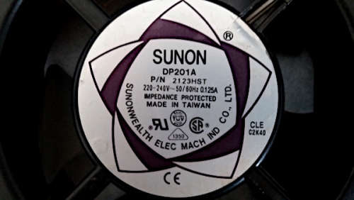 Sunon DP201A P/N 2123HST 220V-240V 120mm x 120mm x 38mm  0.125A  19/20W cooling fan