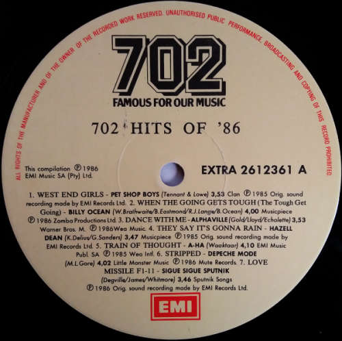 702 Hits of `86 vinyl lp (VG/VG+)