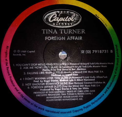 Tina Turner - Foreign affair vinyl lp released 1989 (G-/VG+)