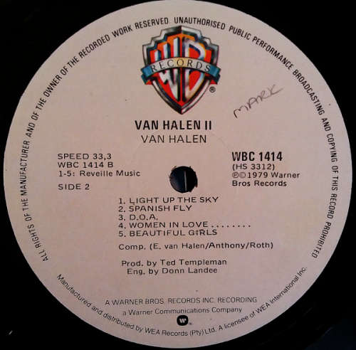 Van Halen - Van Halen II vinyl LP released 1979 in Van Halen I cover