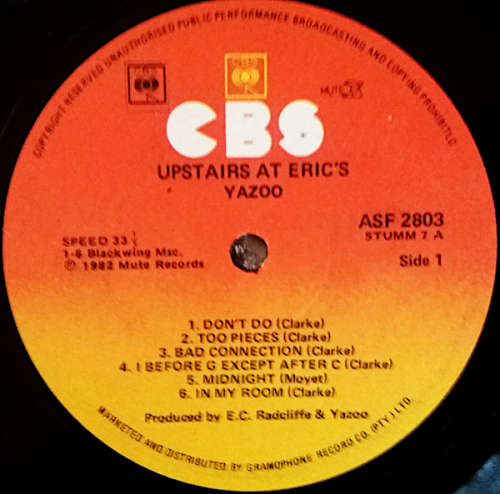 Yazoo Upstairs at Eric`s vinyl lp - Misprint issue 1982