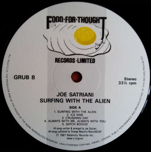 Joe Satriani - Surfing with the alien - vinyl lp import (VG+/VG+)