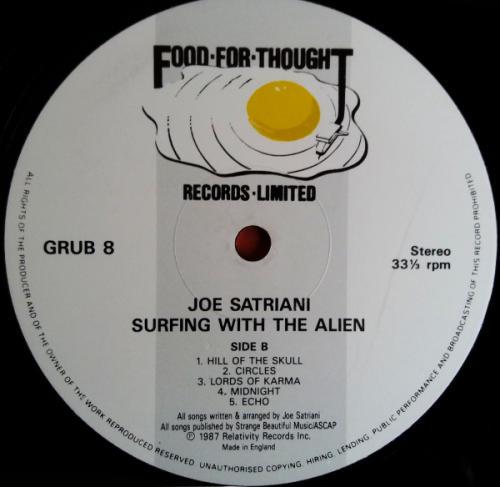 Joe Satriani - Surfing with the alien - vinyl lp import (VG+/VG+)