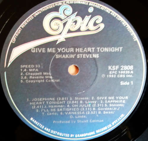 Shakin` Stevens - Give me your heart tonight - vinyl lp (VG/VG+)