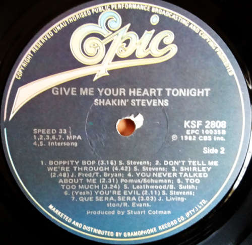 Shakin` Stevens - Give me your heart tonight - vinyl lp (VG/VG+)
