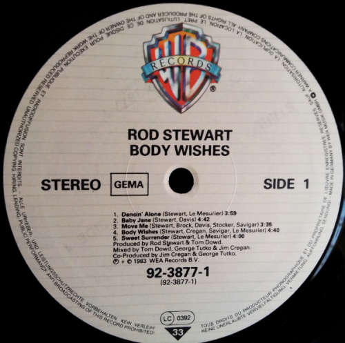 Rod Stewart - Body Wishes - vinyl lp import UK (VG-/VG+)