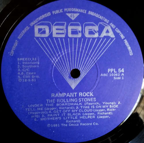 Rolling Stones - Rampant Rock vinyl lp (Ex VG+/VG-)