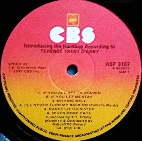 Terence Trent D`Arby - Introducing the Hardline According to Terence Trent D`Arby vinyl LP ( VG-/VG)