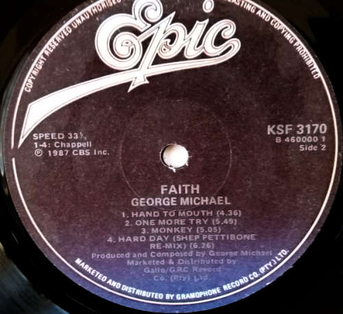George Michael - Faith vinyl LP Import with lyrics (Ex VG+/Ex VG+)