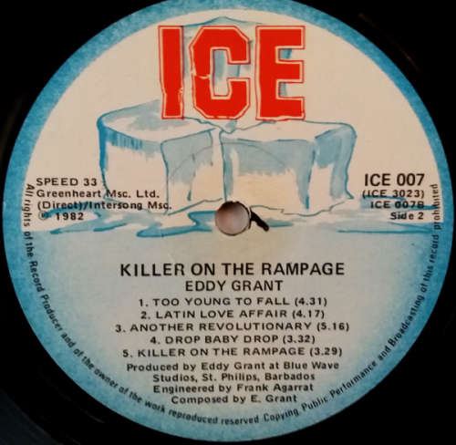 Eddy Grant 2 vinyl lps - Can`t get enough 1981 (VG+/VG+) and Killer on the rampage 1982 (VG-/VG+)