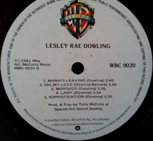 Lesley Rae Dowling - 1981 vinyl lp WBC 9020 with lyric sheet (VG-/VG)