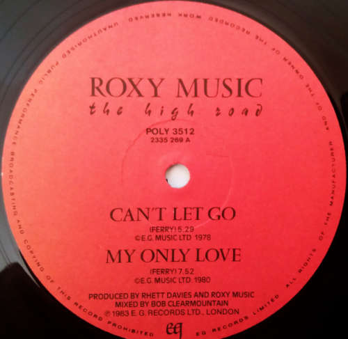 Roxy Music  The high road - vinyl lp - import (mini-album 26 minutes) - (G+/VG)