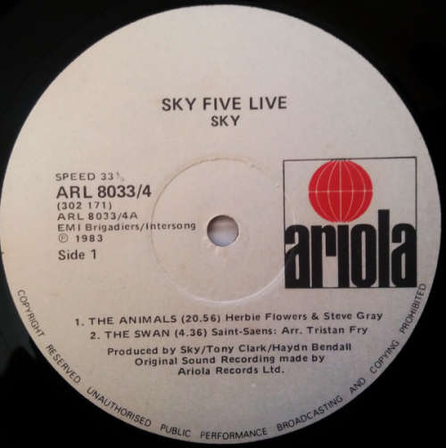 Sky - Sky five live - double vinyl lp (Ex VG+/VG-)