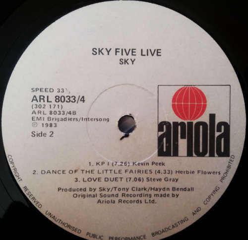 Sky - Sky five live - double vinyl lp (Ex VG+/VG-)