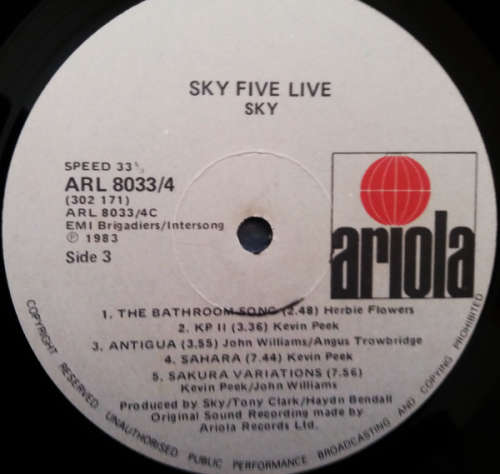 Sky - Sky five live - double vinyl lp (Ex VG+/VG-)