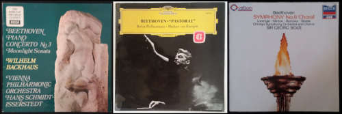 Ludwig van Beethoven 3 vinyl lps - Symphony 3, 6 and 9 - Moonlight Sonata, Pastoral and Choral