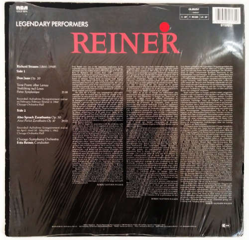 Reiner Legendary Performers - Strauss: Also Sprach Zarathustra / Don Juan vinyl lp import (NM-/VG+)