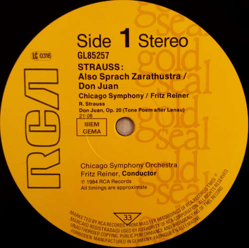 Reiner Legendary Performers - Strauss: Also Sprach Zarathustra / Don Juan vinyl lp import (NM-/VG+)