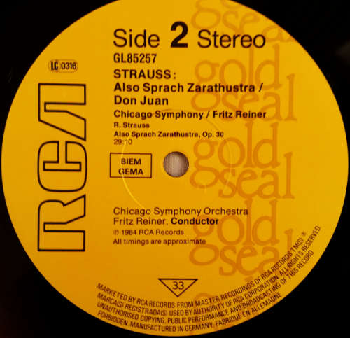 Reiner Legendary Performers - Strauss: Also Sprach Zarathustra / Don Juan vinyl lp import (NM-/VG+)