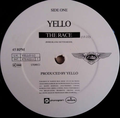 Yello - The Race 12` maxi single 45 rpm vinyl - gold print import (Ex VG+/VG+)