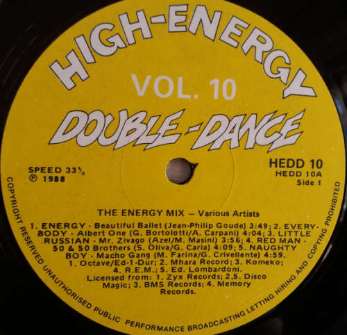 High - Energy Double Dance vol 10 double album lp vinyl  (VG-/VG+) 80 minutes