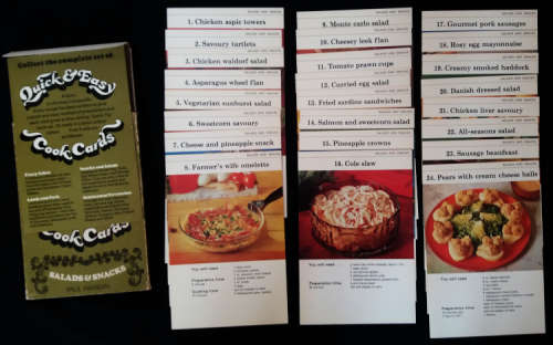 Vintage collection of Cooking books and Hamlyn Quick and Easy Salads and Snacks Card set  - Job lot