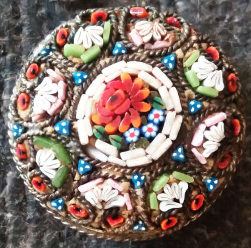 Antique 1920`s Micro-Mosaic Millefiori Brooch