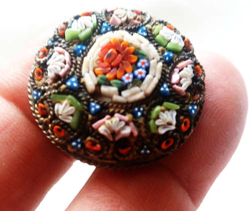 Antique 1920`s Micro-Mosaic Millefiori Brooch