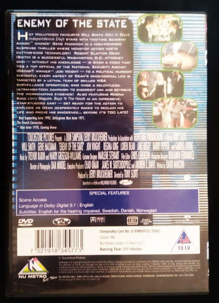 Enemy of the state - Will Smith & Gene Hackman - dvd