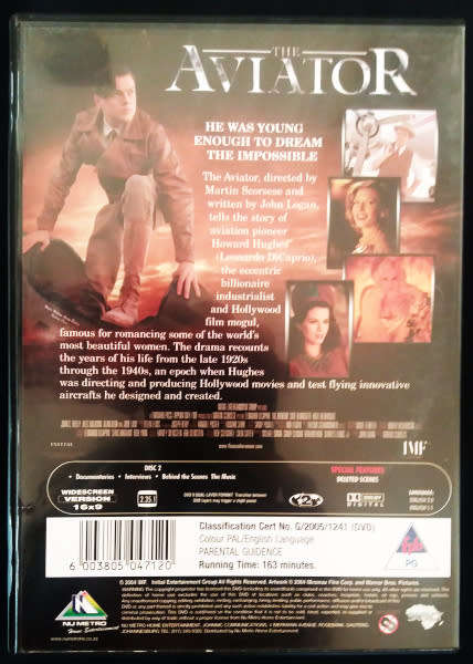 The Aviator dvd - Leonardo DiCaprio and Cate Blanchett - 163 minutes double feature