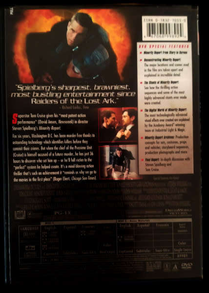 Minority Report DVD - A Steven Spielberg production - Starring Tom Cruise (2  DVD with Bonus extras)