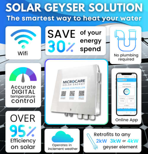 MICROCARE Solar Geyser Controller Complete Kit to convert Electric 2/3/4 kW Geysers to SOLAR POWER