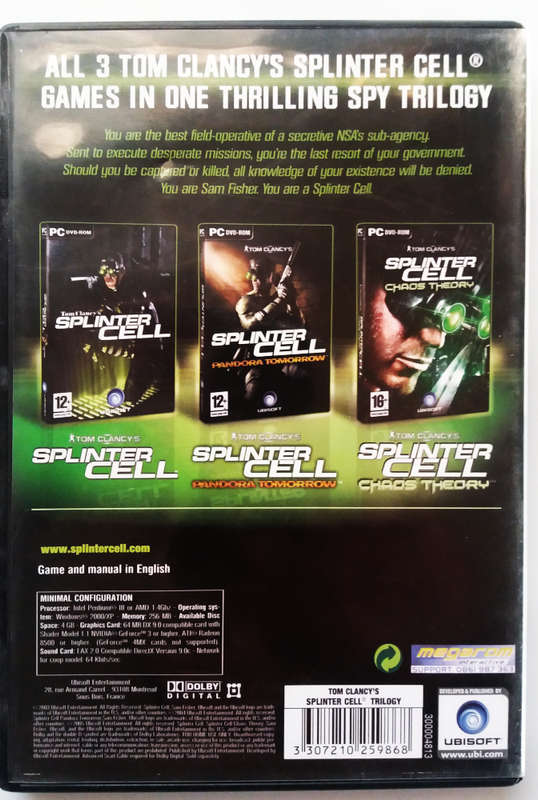 Tom Clancy`s - Splinter cell trilogy - pc dvd - 3 discs
