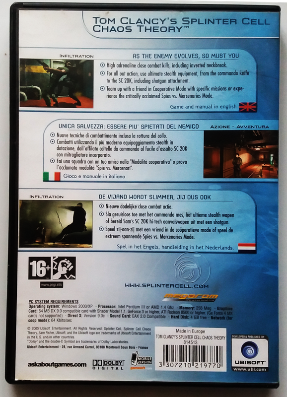Tom Clancy`s - Splinter cell trilogy - pc dvd - 3 discs