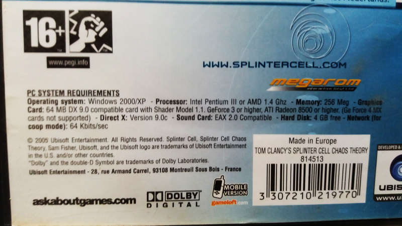 Tom Clancy`s - Splinter cell trilogy - pc dvd - 3 discs