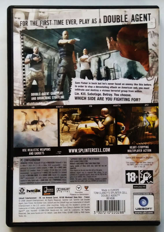 Tom Clancy`s Splinter cell - Double agent - pc dvd - European import