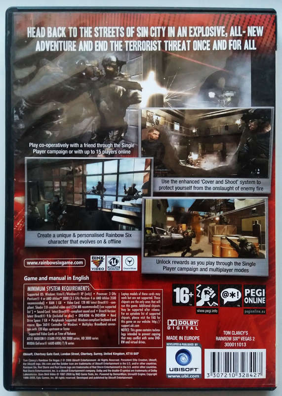 Tom Clancys - Rainbow six Vegas 2 - pc dvd