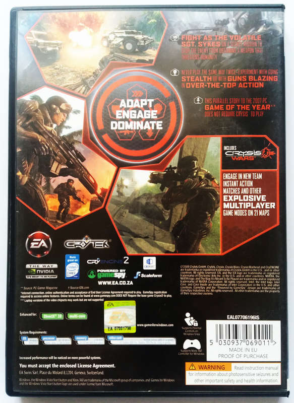 Crysis Warhead pc dvd for Windows o/s