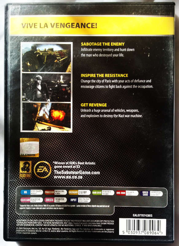 The Saboteur pc dvd