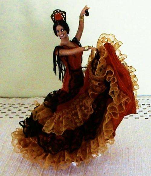 SPANISH FLAMENCO DANCER DOLL on stand