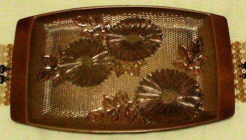 Oblong serving tray - hard strong plastic - circa 1960`s (Sunflowers)